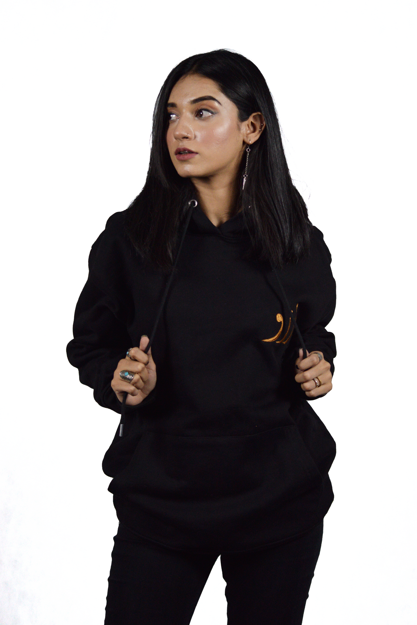 Black Embroidered 450 gsm Premium Hoodie
